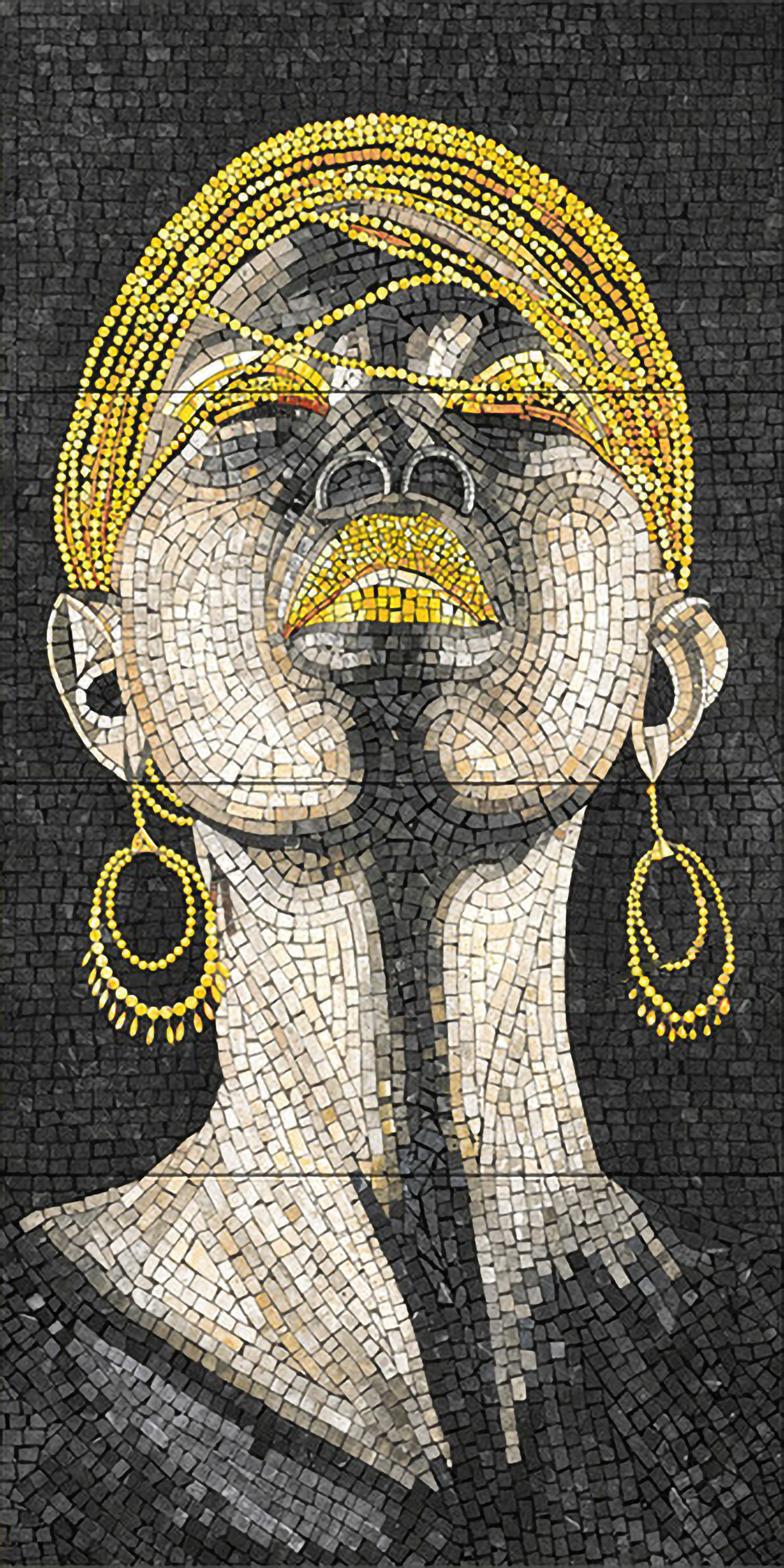 Faux Mosaic Mural Poster Wall Tile TL 07911 Golden Beauty 4 ft x 2 ft Vitrified Glossy Punch Finish - 9 mm | Suitable For Living Room, Bedroom & Office