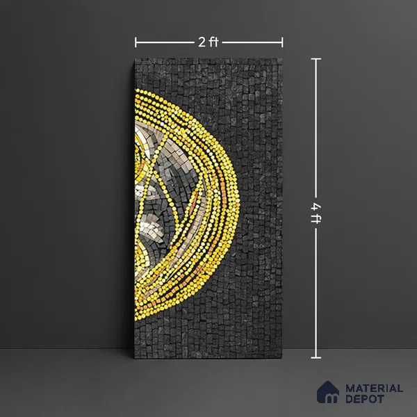 Faux Mosaic Mural Poster Wall Tile TL 07911 Golden Beauty 4 ft x 2 ft Vitrified Glossy Punch Finish - 9 mm | Suitable For Living Room, Bedroom & Office