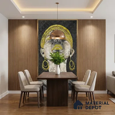 Faux Mosaic Mural Poster Wall Tile TL 07911 Golden Beauty 4 ft x 2 ft Vitrified Glossy Punch Finish - 9 mm | Suitable For Living Room, Bedroom & Office