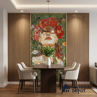 Faux Mosaic Mural Poster Wall Tile TL 07912 Lady Rose 4 ft x 2 ft Vitrified Glossy Punch Finish - 9 mm | Suitable For Living Room, Bedroom & Office