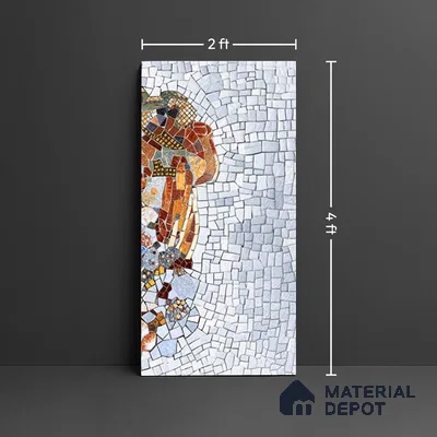Faux Mosaic Mural Poster Wall Tile TL 07914 Ancient Gaze 4 ft x 2 ft Vitrified Glossy Punch Finish - 9 mm | Suitable For Living Room, Bedroom & Office