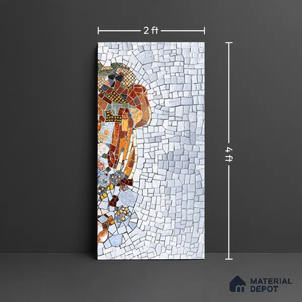 Faux Mosaic Mural Poster Wall Tile TL 07914 Ancient Gaze 4 ft x 2 ft Vitrified Glossy Punch Finish - 9 mm | Suitable For Living Room, Bedroom & Office