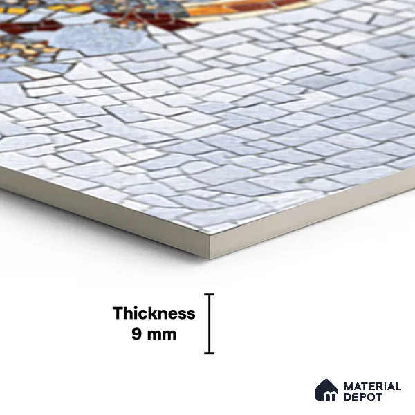 Faux Mosaic Mural Poster Wall Tile TL 07914 Ancient Gaze 4 ft x 2 ft Vitrified Glossy Punch Finish - 9 mm | Suitable For Living Room, Bedroom & Office