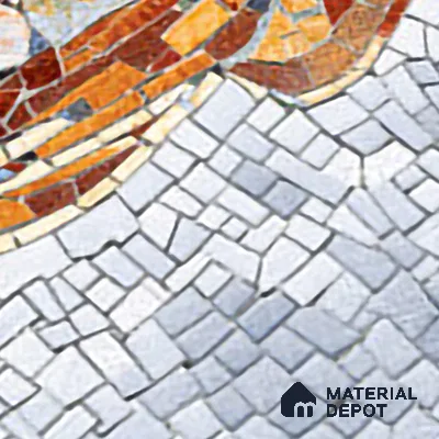 Faux Mosaic Mural Poster Wall Tile TL 07914 Ancient Gaze 4 ft x 2 ft Vitrified Glossy Punch Finish - 9 mm | Suitable For Living Room, Bedroom & Office