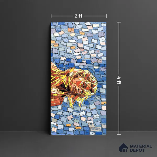 Faux Mosaic Mural Poster Wall Tile TL 07916 Galloping Girl 4 ft x 2 ft Vitrified Glossy Punch Finish - 9 mm | Suitable For Living Room, Bedroom & Office