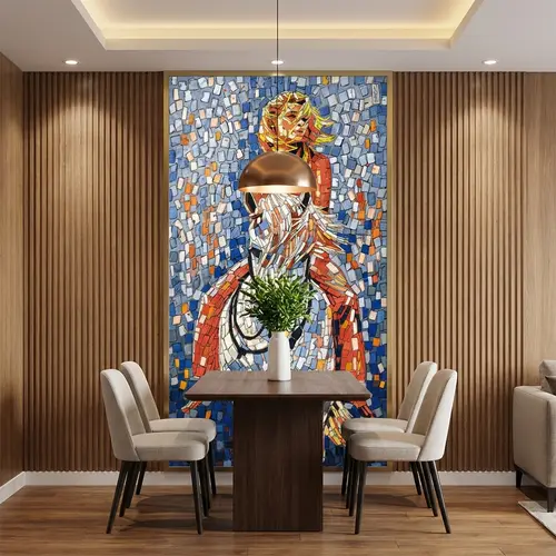 Faux Mosaic Mural Poster Wall Tile TL 07916 Galloping Girl 4 ft x 2 ft Vitrified Glossy Punch Finish - 9 mm | Suitable For Living Room, Bedroom & Office