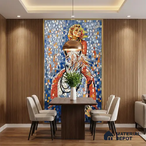 Faux Mosaic Mural Poster Wall Tile TL 07916 Galloping Girl 4 ft x 2 ft Vitrified Glossy Punch Finish - 9 mm | Suitable For Living Room, Bedroom & Office