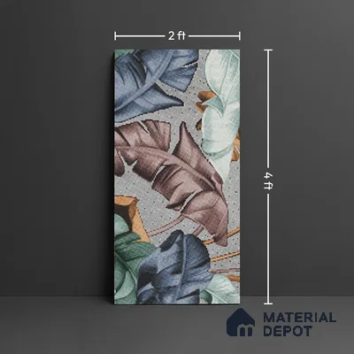 Faux Mosaic Mural Poster Wall Tile TL 07917 Tropical Leaf 4 ft x 2 ft Vitrified Glossy Punch Finish - 9 mm | Suitable For Living Room, Bedroom & Office