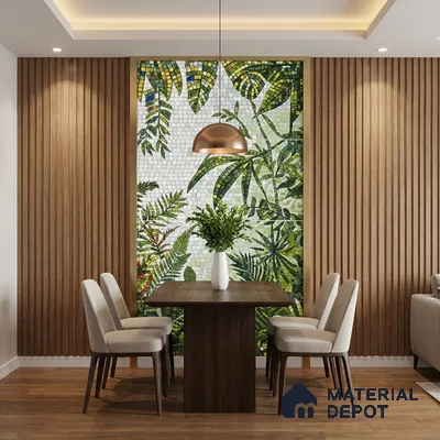 Faux Mosaic Mural Poster Wall Tile TL 07921 Rainforest 4 ft x 2 ft Vitrified Glossy Punch Finish - 9 mm | Suitable For Living Room, Bedroom & Office