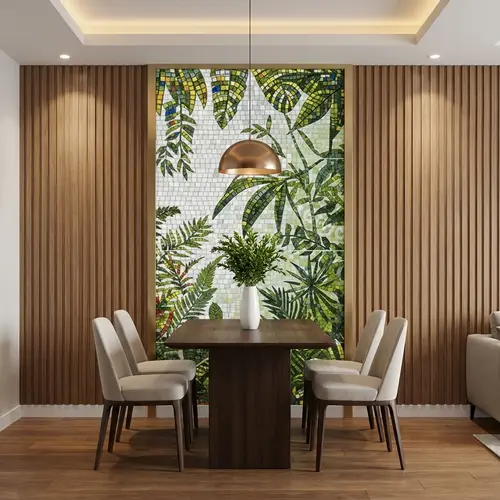 Faux Mosaic Mural Poster Wall Tile TL 07921 Rainforest 4 ft x 2 ft Vitrified Glossy Punch Finish - 9 mm | Suitable For Living Room, Bedroom & Office