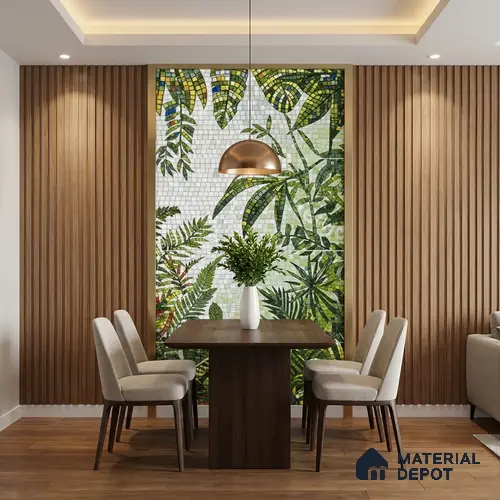 Faux Mosaic Mural Poster Wall Tile TL 07921 Rainforest 4 ft x 2 ft Vitrified Glossy Punch Finish - 9 mm | Suitable For Living Room, Bedroom & Office
