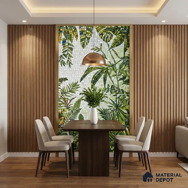 Faux Mosaic Mural Poster Wall Tile TL 07921 Rainforest 4 ft x 2 ft Vitrified Glossy Punch Finish - 9 mm | Suitable For Living Room, Bedroom & Office