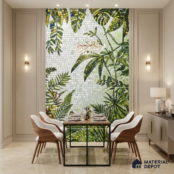 Faux Mosaic Mural Poster Wall Tile TL 07921 Rainforest 4 ft x 2 ft Vitrified Glossy Punch Finish - 9 mm | Suitable For Living Room, Bedroom & Office