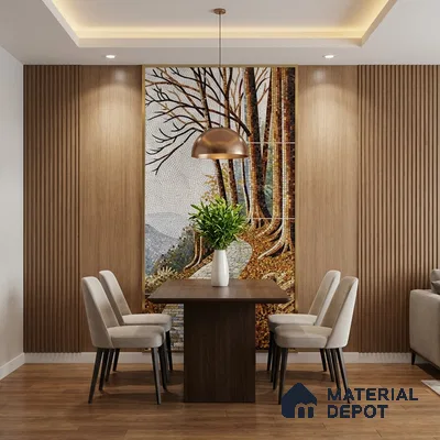 Faux Mosaic Mural Poster Wall Tile TL 07923 Autumn Trail 4 ft x 2 ft Vitrified Glossy Punch Finish - 9 mm | Suitable For Living Room, Bedroom & Office