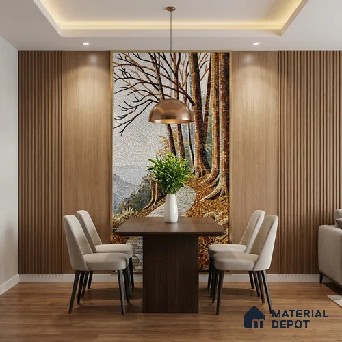 Faux Mosaic Mural Poster Wall Tile TL 07923 Autumn Trail 4 ft x 2 ft Vitrified Glossy Punch Finish - 9 mm | Suitable For Living Room, Bedroom & Office