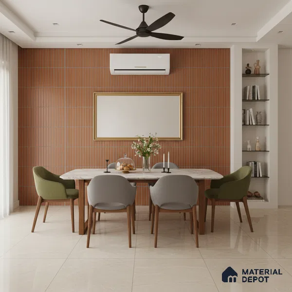 Punch Floor & Wall Tile TL 07946 O Warm Cotto Decor-2 4 ft x 2 ft Matte Finish Vitrified Tile - 9 mm | Suitable For living Room, Bedroom, Bathroom