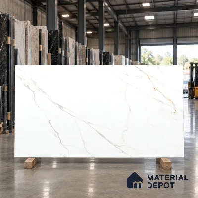 Marble Look Floor & Wall Tile TL 07948 Calacatta Velino 6 ft x 4 ft Vitrified Matte Finish - 9 mm | Adhesive and Spacers Must be Used During Installation