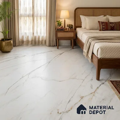 Marble Look Floor & Wall Tile TL 07948 Calacatta Velino 6 ft x 4 ft Vitrified Matte Finish - 9 mm | Adhesive and Spacers Must be Used During Installation