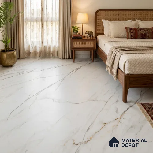 Marble Look Floor & Wall Tile TL 07948 Calacatta Velino 6 ft x 4 ft Vitrified Matte Finish - 9 mm | Adhesive and Spacers Must be Used During Installation
