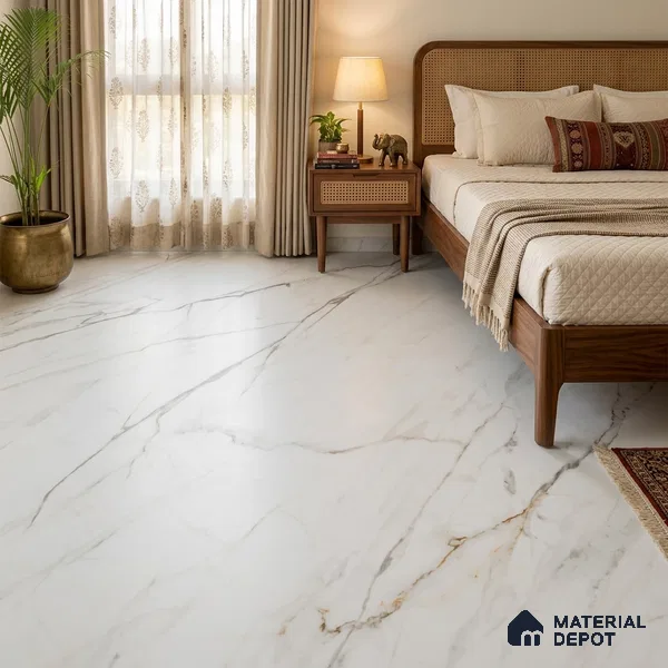 Marble Look Floor & Wall Tile TL 07948 Calacatta Velino 6 ft x 4 ft Vitrified Matte Finish - 9 mm | Adhesive and Spacers Must be Used During Installation