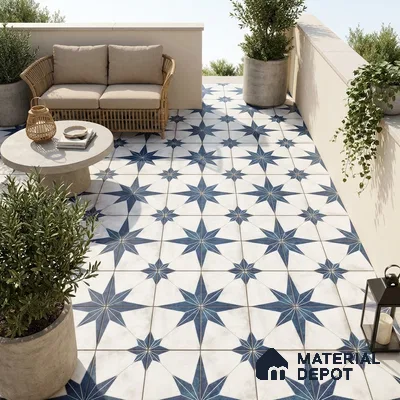 Multifired Moroccan Floor & Wall Tile TL 07950 Caspian Veil 2 ft x 2 ft Vitrified Matte Finish - 9 mm | Suitable for Living Room, Bathroom, Kitchen & Backsplash