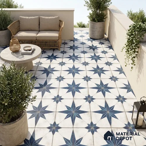 Multifired Moroccan Floor & Wall Tile TL 07950 Caspian Veil 2 ft x 2 ft Vitrified Matte Finish - 9 mm | Suitable for Living Room, Bathroom, Kitchen & Backsplash