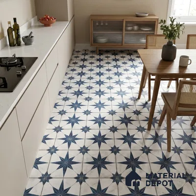 Multifired Moroccan Floor & Wall Tile TL 07950 Caspian Veil 2 ft x 2 ft Vitrified Matte Finish - 9 mm | Suitable for Living Room, Bathroom, Kitchen & Backsplash