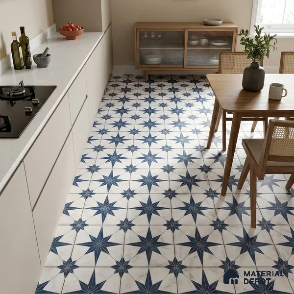 Multifired Moroccan Floor & Wall Tile TL 07950 Caspian Veil 2 ft x 2 ft Vitrified Matte Finish - 9 mm | Suitable for Living Room, Bathroom, Kitchen & Backsplash