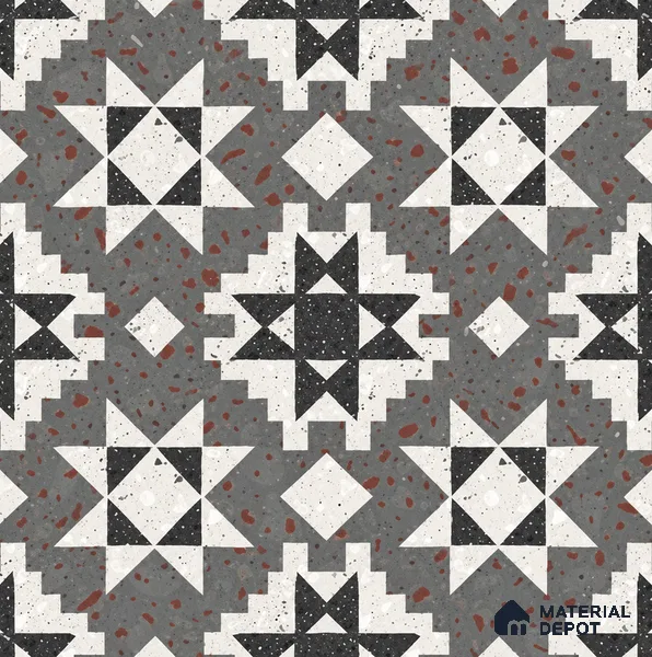 Multifired Moroccan Floor & Wall Tile TL 07951 Moonlit Alloy 2 ft x 2 ft Vitrified Matte Finish - 9 mm | Suitable for Living Room, Bathroom, Kitchen & Backsplash