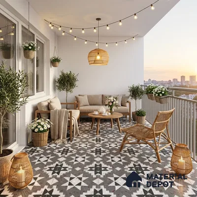 Multifired Moroccan Floor & Wall Tile TL 07951 Moonlit Alloy 2 ft x 2 ft Vitrified Matte Finish - 9 mm | Suitable for Living Room, Bathroom, Kitchen & Backsplash