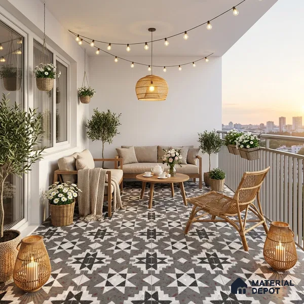 Multifired Moroccan Floor & Wall Tile TL 07951 Moonlit Alloy 2 ft x 2 ft Vitrified Matte Finish - 9 mm | Suitable for Living Room, Bathroom, Kitchen & Backsplash