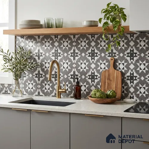 Multifired Moroccan Floor & Wall Tile TL 07951 Moonlit Alloy 2 ft x 2 ft Vitrified Matte Finish - 9 mm | Suitable for Living Room, Bathroom, Kitchen & Backsplash