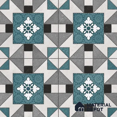 Multifired Moroccan Floor & Wall Tile TL 07952 Silver Fjord 2 ft x 2 ft Vitrified Matte Finish - 9 mm | Suitable for Living Room, Bathroom, Kitchen & Backsplash
