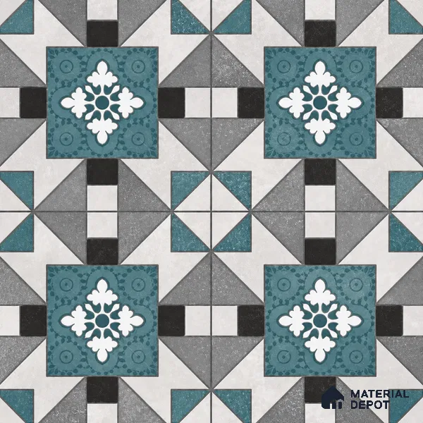 Multifired Moroccan Floor & Wall Tile TL 07952 Silver Fjord 2 ft x 2 ft Vitrified Matte Finish - 9 mm | Suitable for Living Room, Bathroom, Kitchen & Backsplash