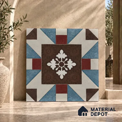 Multifired Moroccan Floor & Wall Tile TL 07953 Sterling Mirage 2 ft x 2 ft Vitrified Matte Finish - 9 mm | Suitable for Living Room, Bathroom, Kitchen & Backsplash