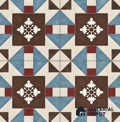 Multifired Moroccan Floor & Wall Tile TL 07953 Sterling Mirage 2 ft x 2 ft Vitrified Matte Finish - 9 mm | Suitable for Living Room, Bathroom, Kitchen & Backsplash