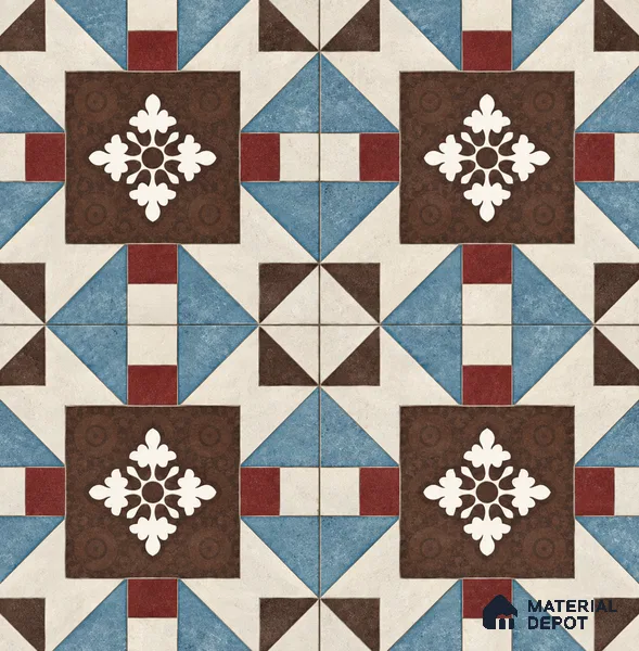 Multifired Moroccan Floor & Wall Tile TL 07953 Sterling Mirage 2 ft x 2 ft Vitrified Matte Finish - 9 mm | Suitable for Living Room, Bathroom, Kitchen & Backsplash