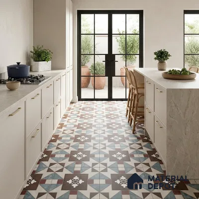 Multifired Moroccan Floor & Wall Tile TL 07953 Sterling Mirage 2 ft x 2 ft Vitrified Matte Finish - 9 mm | Suitable for Living Room, Bathroom, Kitchen & Backsplash