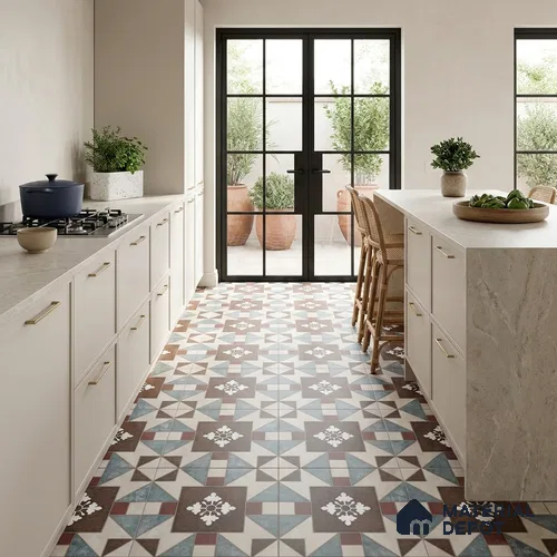 Multifired Moroccan Floor & Wall Tile TL 07953 Sterling Mirage 2 ft x 2 ft Vitrified Matte Finish - 9 mm | Suitable for Living Room, Bathroom, Kitchen & Backsplash