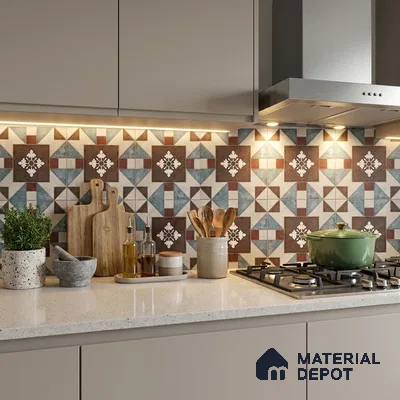 Multifired Moroccan Floor & Wall Tile TL 07953 Sterling Mirage 2 ft x 2 ft Vitrified Matte Finish - 9 mm | Suitable for Living Room, Bathroom, Kitchen & Backsplash