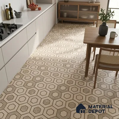 Multifired Moroccan Floor & Wall Tile TL 07954 Titan Halo 2 ft x 2 ft Vitrified Matte Finish - 9 mm | Suitable for Living Room, Bathroom, Kitchen & Backsplash