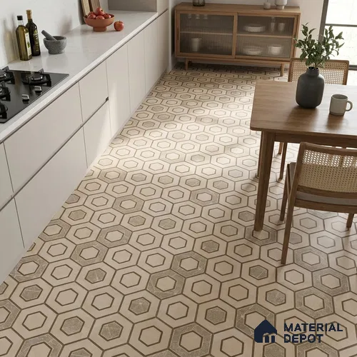 Multifired Moroccan Floor & Wall Tile TL 07954 Titan Halo 2 ft x 2 ft Vitrified Matte Finish - 9 mm | Suitable for Living Room, Bathroom, Kitchen & Backsplash
