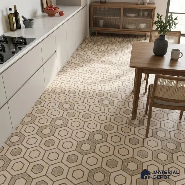 Multifired Moroccan Floor & Wall Tile TL 07954 Titan Halo 2 ft x 2 ft Vitrified Matte Finish - 9 mm | Suitable for Living Room, Bathroom, Kitchen & Backsplash