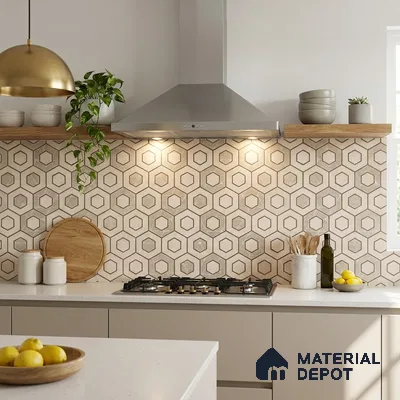 Multifired Moroccan Floor & Wall Tile TL 07954 Titan Halo 2 ft x 2 ft Vitrified Matte Finish - 9 mm | Suitable for Living Room, Bathroom, Kitchen & Backsplash