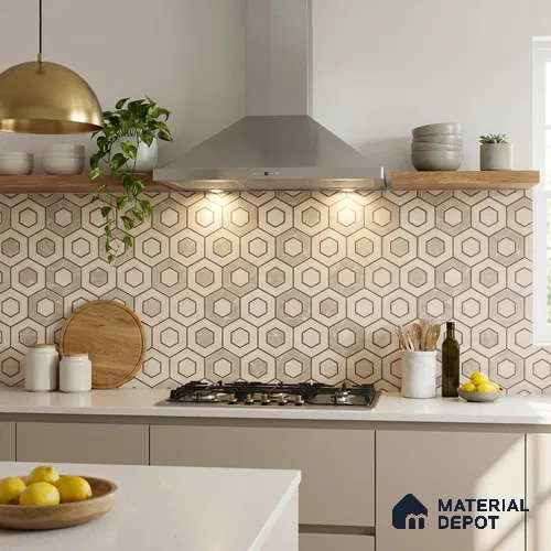 Multifired Moroccan Floor & Wall Tile TL 07954 Titan Halo 2 ft x 2 ft Vitrified Matte Finish - 9 mm | Suitable for Living Room, Bathroom, Kitchen & Backsplash