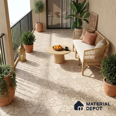 Multifired Moroccan Floor & Wall Tile TL 07955 Lunar Drift 2 ft x 2 ft Vitrified Matte Finish - 9 mm | Suitable for Living Room, Bathroom, Kitchen & Backsplash