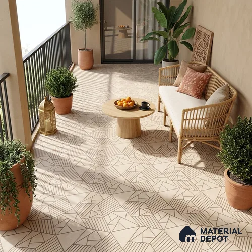 Multifired Moroccan Floor & Wall Tile TL 07955 Lunar Drift 2 ft x 2 ft Vitrified Matte Finish - 9 mm | Suitable for Living Room, Bathroom, Kitchen & Backsplash