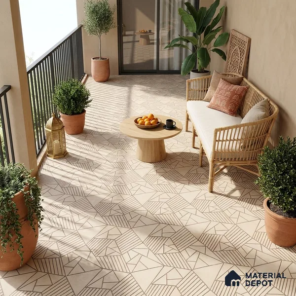 Multifired Moroccan Floor & Wall Tile TL 07955 Lunar Drift 2 ft x 2 ft Vitrified Matte Finish - 9 mm | Suitable for Living Room, Bathroom, Kitchen & Backsplash