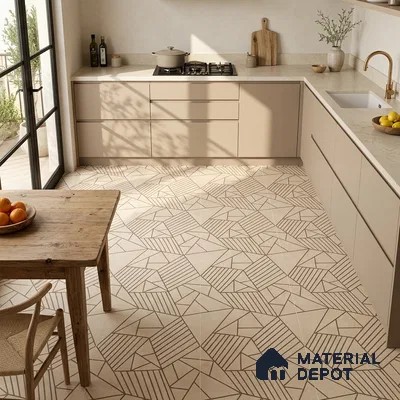 Multifired Moroccan Floor & Wall Tile TL 07955 Lunar Drift 2 ft x 2 ft Vitrified Matte Finish - 9 mm | Suitable for Living Room, Bathroom, Kitchen & Backsplash