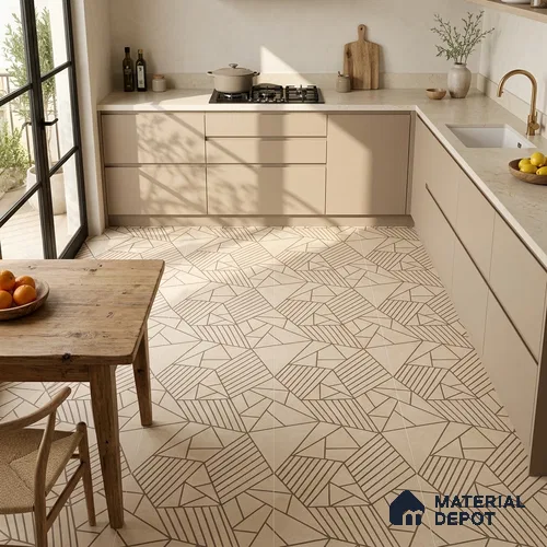 Multifired Moroccan Floor & Wall Tile TL 07955 Lunar Drift 2 ft x 2 ft Vitrified Matte Finish - 9 mm | Suitable for Living Room, Bathroom, Kitchen & Backsplash